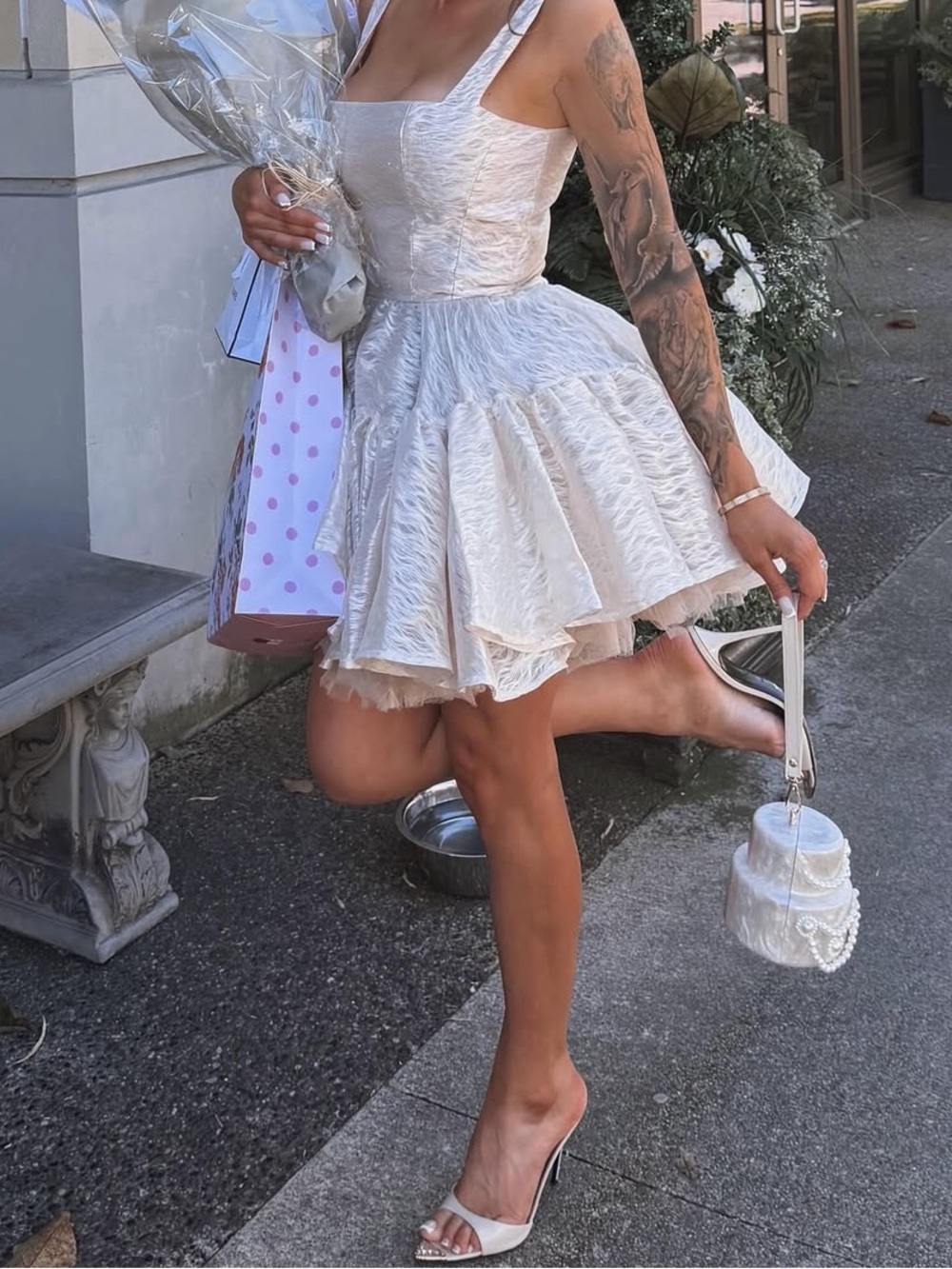 Bronx and Banco Women’s Cream Tulle Dress - Picture 9 of 9